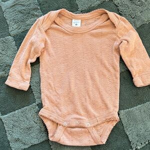 Quinn Peach Long Sleeve Baby Bodysuit